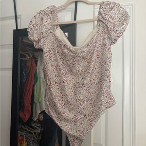 Free People Floral Puff Sleeve Bodysuit - Multicolor